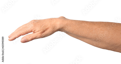 Closeup view of woman's hands with aging skin