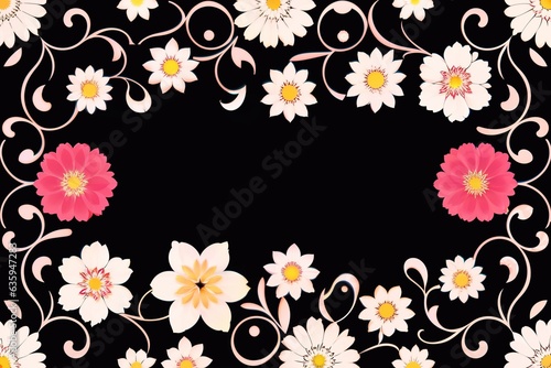 floral background with flowers with black background 