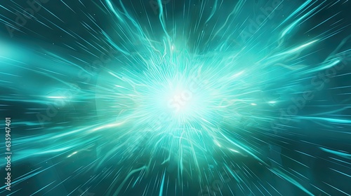  a blue and green background with a star burst in the center. generative ai