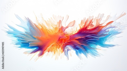  a multicolored bird flying through the air on a white background.  generative ai