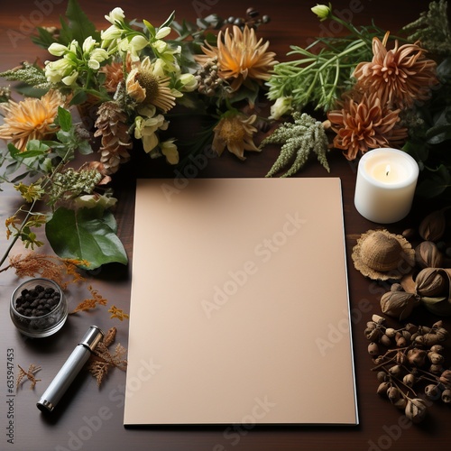 Blank canvas surrounded by flowers