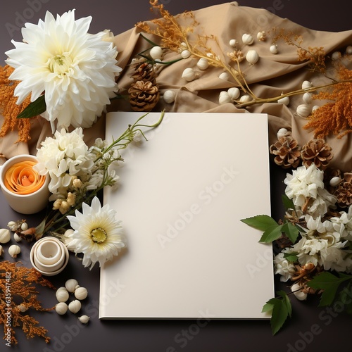 Blank canvas surrounded by flowers