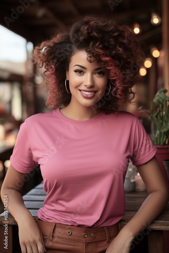 beautiful woman  portrait withwearing a pink sweater