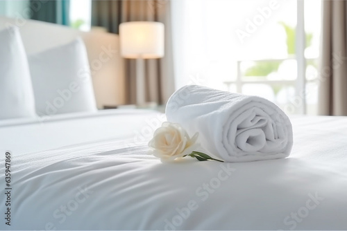 White towel on bedroom background