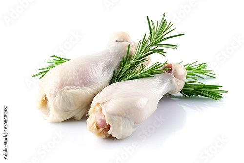Raw chicken drumstick isolated on white background