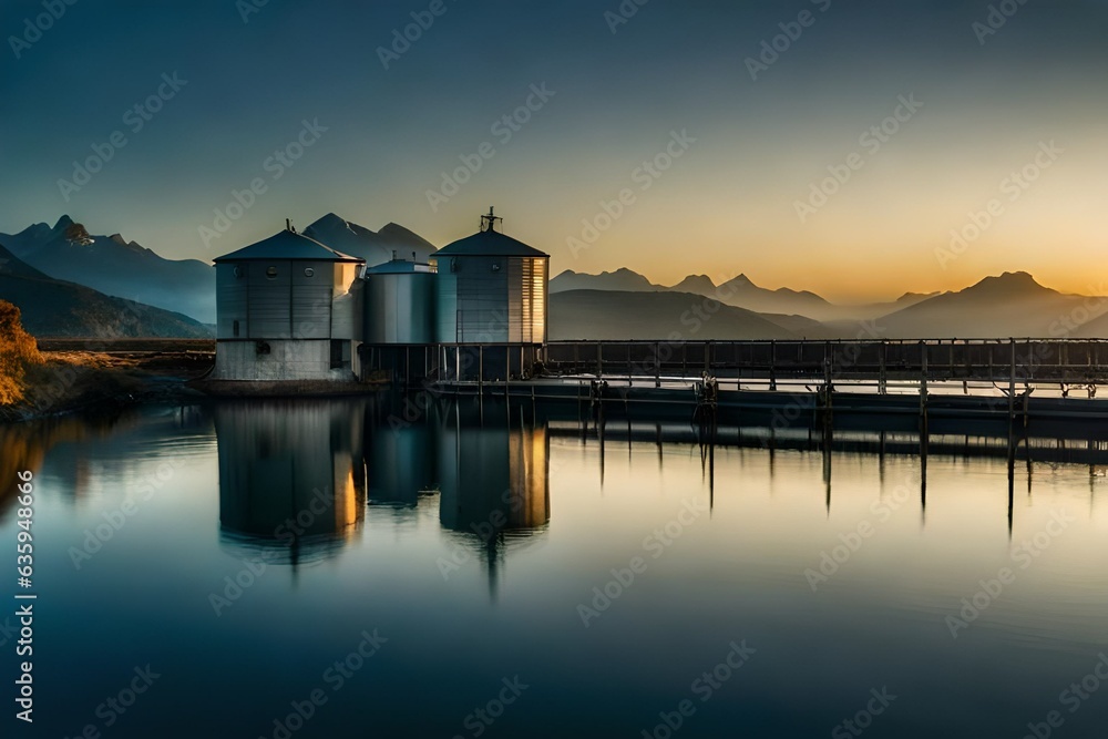 Obraz premium sunset over the lake