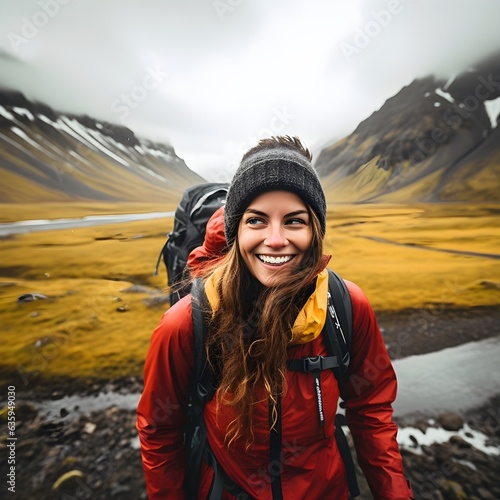 Radiant Bliss: Female Hiker's Smiling Journey through Icelandic Landscapes © BCFC