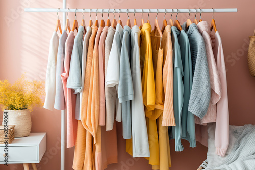 Colourful clothes pastel in bedroom © Inlovehem
