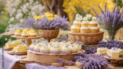 white flower dessert buffet table food in the basket