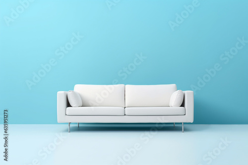 Middle room white sofa on blue background