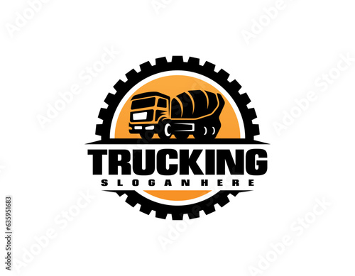 concrete mixer truck logo vector