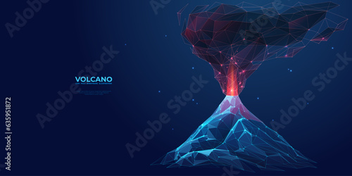 Fotografia Abstract digital volcano with smoke and lava