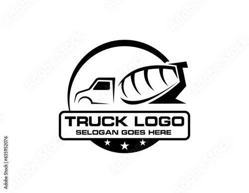 concrete mixer truck  construction vehicle illustration logo vector