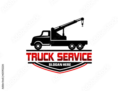 towing truck with emblem logo design