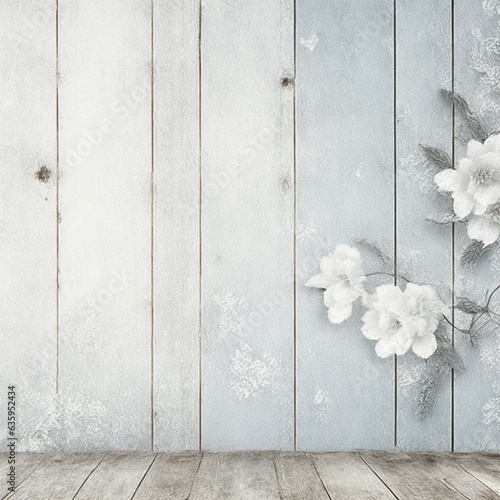 white wall with white flowers