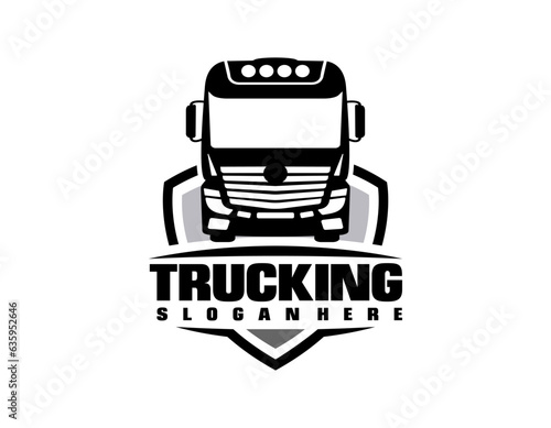 Trucking company logo. Bold badge emblem logo concept. Ready made logo template set vector isolated