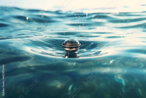Water drop dropping in the ocean