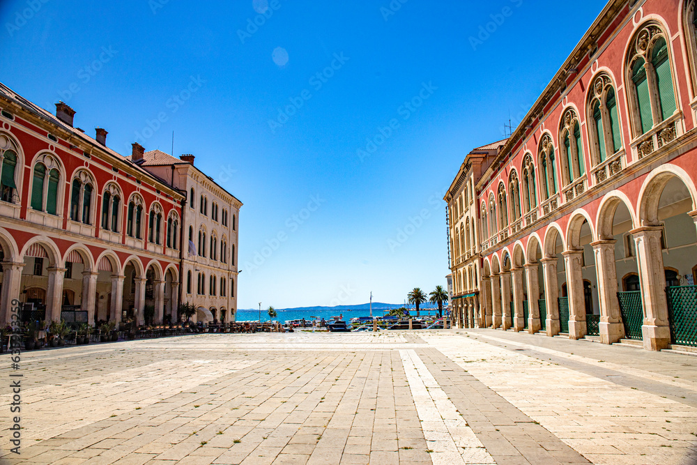 Fototapeta premium Croatia town and coastline in region of split on adriatic sea