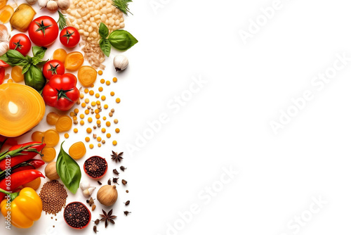 Food ingredient with herb isolated on white background