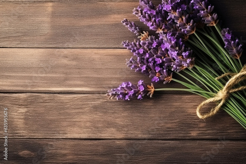 Lavender flower on  wooden background.