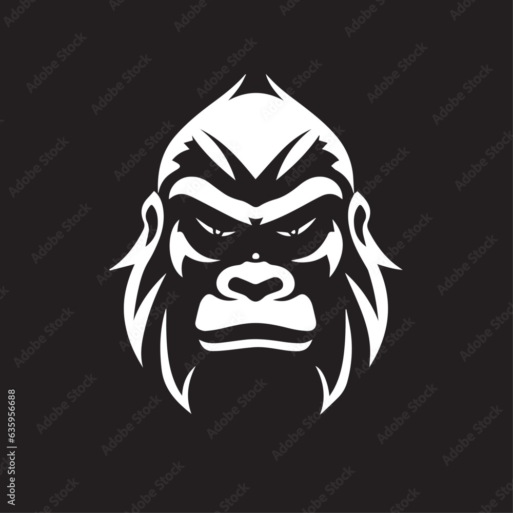 Gorilla in cartoon, doodle style. 2d vector illustration in logo, icon style. Black and white