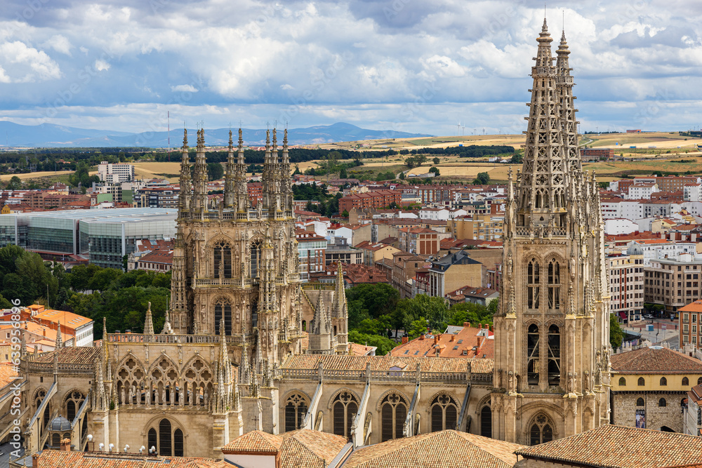 View of Burgos Cathedral, catholic church of French Gothic style. Burgos, Spain.