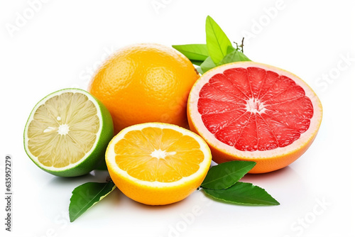 Citrus fruits isolate on white background.