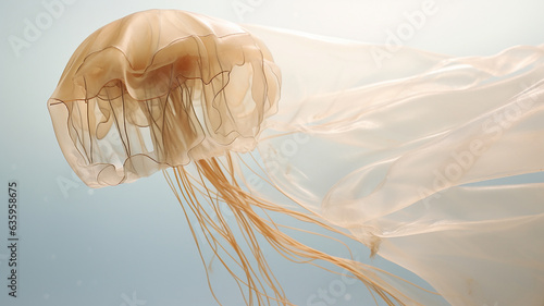 a floating gelatinous jellyfish in a marine ocean environment plastic free sustainable atmosphere photo