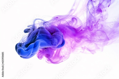 Blue and purple smoke on white background