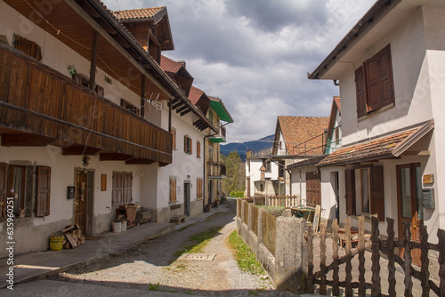 A street in the mountain village of Mione in Carnia, Friuli-Venezia Giulia, north east Italy © dragoncello