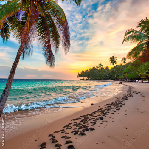 tropical beach at sunset © Darkcatf