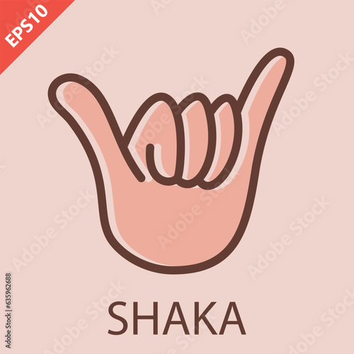 shaka hand gesture sign icon aloha design vector flat isolated illustration