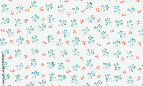 Pattern with simple pretty small flowers, little floral liberty seamless texture background.