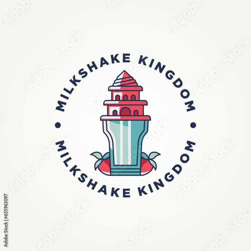 minimalist fruits milkshake kingdom icon logo template vector illustration design. simple modern cafes, ice cream parlors, dessert shops logo concept