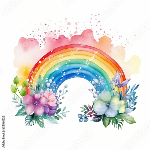 Watercolor rainbow art. Print, sublimation, illustration, clipart, image for design on a white background.