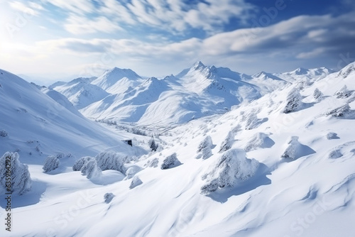 White snowy mountain landscape. © Inlovehem