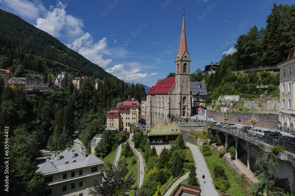 Fototapeta premium Church in Badgastein, Austria, 3.08.2023