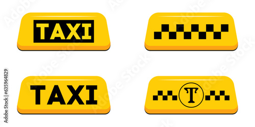 Checker Taxi set. Vector checkers on the roof of a taxi. A selection of checkers for a taxi, illustration. Isolated vector set.