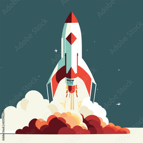 Fototapeta Naklejka Na Ścianę i Meble -  rocket launch, vector illustration flat
