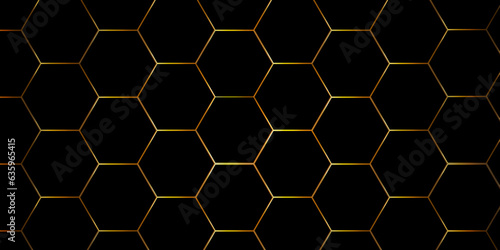 Abstract 3d background with hexagons backdop backgruond. Abstract background with hexagons. Hexagonal background. black godern line hexagons backdrop wallpaper with copy space for text.  photo