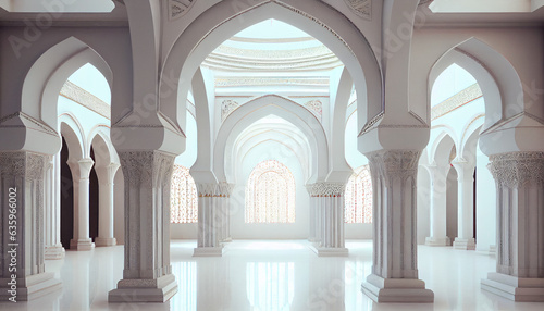  Interior of a white mosque  Luxury Mosque  interior of a mosque country   Ai generated image 