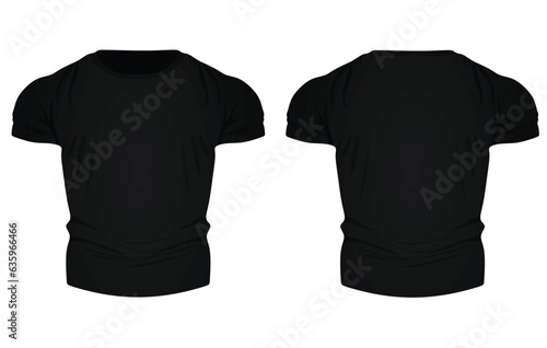 Black   u neck t shirt. vector illustration