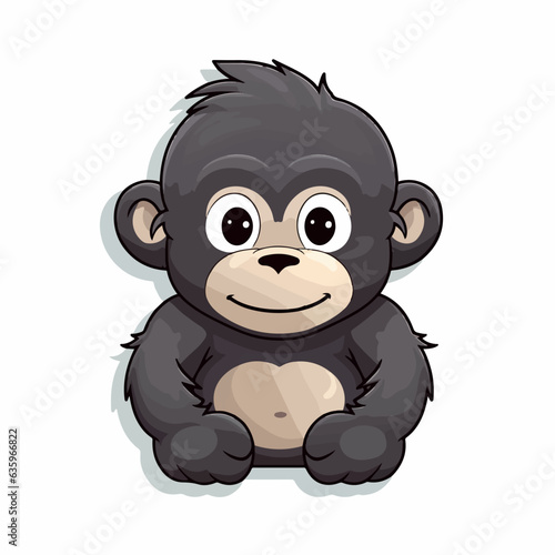 Gorilla in cartoon  doodle style. 2d vector illustration in logo  icon style. 