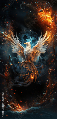 phoenix wallpaper phone, in the style of fantasy characters, in the style of hyper-realistic animal illustrations. ai generated