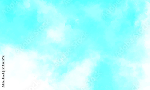 Abstract watercolor background with blue in the sky clouds. Blue sky with clouds and Abstract watercolor digital art painting for texture background. White clouds and blue sunny sky for vector art. © Fannaan