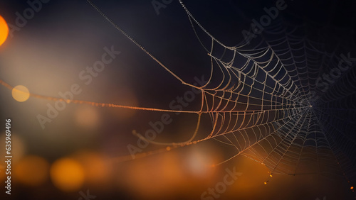 spider web with light bokeh background, abstract background