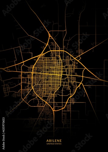 Vector illustration of Abilene, Texas, USA, featuring a map of the city photo