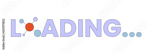 Molecule loading text. Atoms bonded together. Web loader ui flat design. Progress bar. Graphical user interface. Cartoon vector illustration on white background