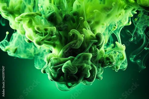Abstract green color smoke background.