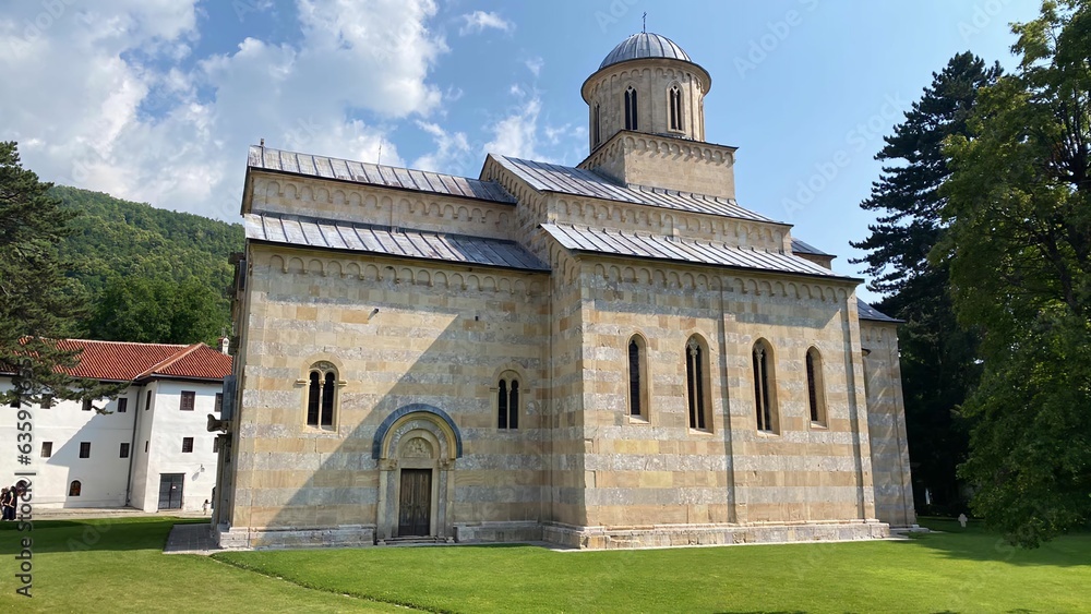 Stunning architecture of the historic Monastery Vysoki Dechany in Serbia